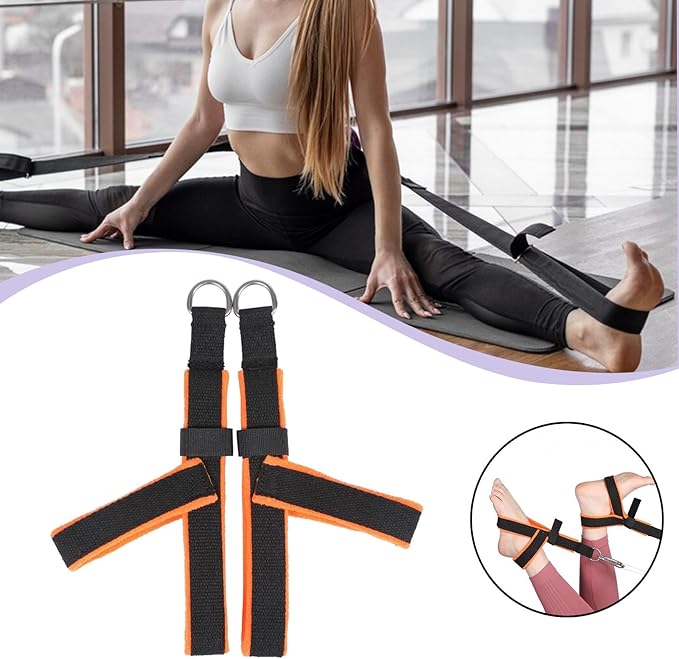2X Pilates Straps Yoga Straps Strength Training Flexible Core Equipment Reformer Strap Fitness Belts for Studio Adults Gym
