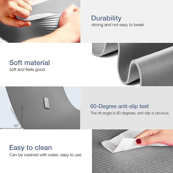 Gruper Yoga Mat Non Slip NBR Extra Thick Yoga Mat, 72"L x 32"/24"W x 0.6"/0.4"TH (185cm x 80cm/61cm x 15mm/10mm), Anti-Tear Exercise Mat with Carrying Strap and Bag, Workout Mats for Yoga, Pilates