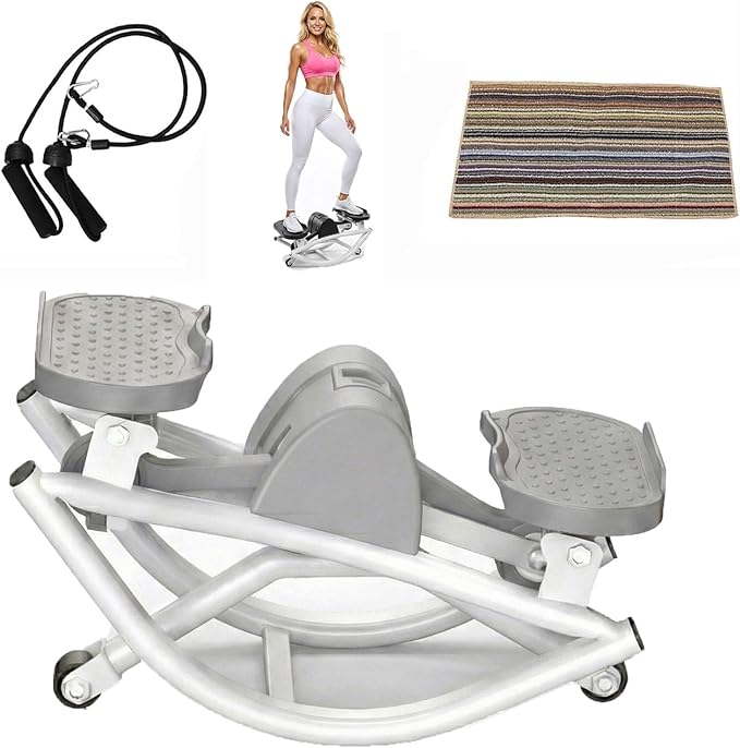 Mini Steppers for Exercise at Home, Rock Stepper Machine Side to Side, Portable Lateral Rocking Stepper with Resistance Bands, Low-Impact Home Workout Machine 330lbs Capacity, Stair Stepper Machine