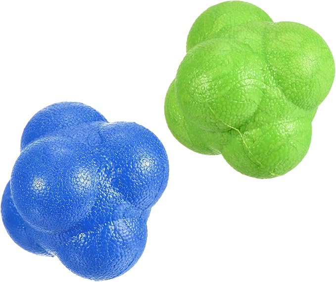 2 Pack Bounce Reaction Ball - Coordination Training Ball, Wear-Resistant, Apply to Tennis/Softball/Badminton Training (57 x 57mm, Blue Green)