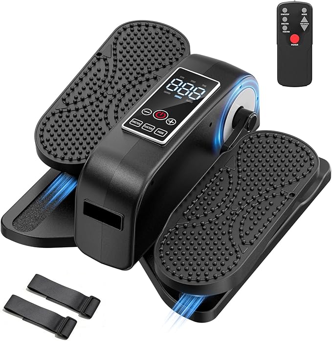 HOMGIM Under Desk Elliptical Machine - Quiet Motorized Leg Exerciser with Smart Remote, 12-Speed Manual Programs Auto/3 Auto Programs LCD Display & Bidirectional Motion for Home/Office (Blackish Gray)