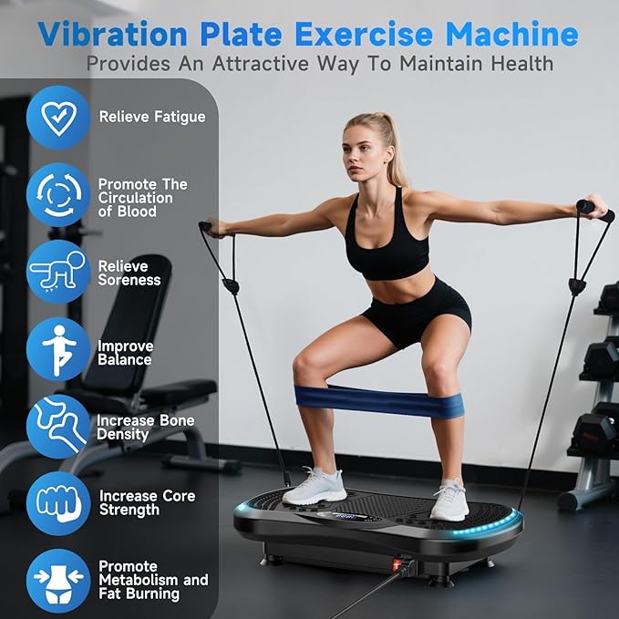 Vibration Plate Exercise Machine for Lymphatic Drainage, Vibration Machine for Full-Body Weight Loss Shaping, Vibrate Fitness Platform 400 Lbs & 200 Adjustable Speeds for Women Men Home