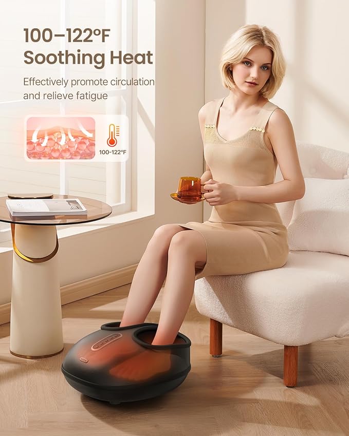 RENPHO 2026 [Upgraded] Foot Massager with Heat, FSA Eligible Shiatsu Foot Massager for Plantar Fasciitis, Deep-Kneading, Air Squeezing Feet Massager, Valentines Day Gifts for Women Men, Size 12 DG