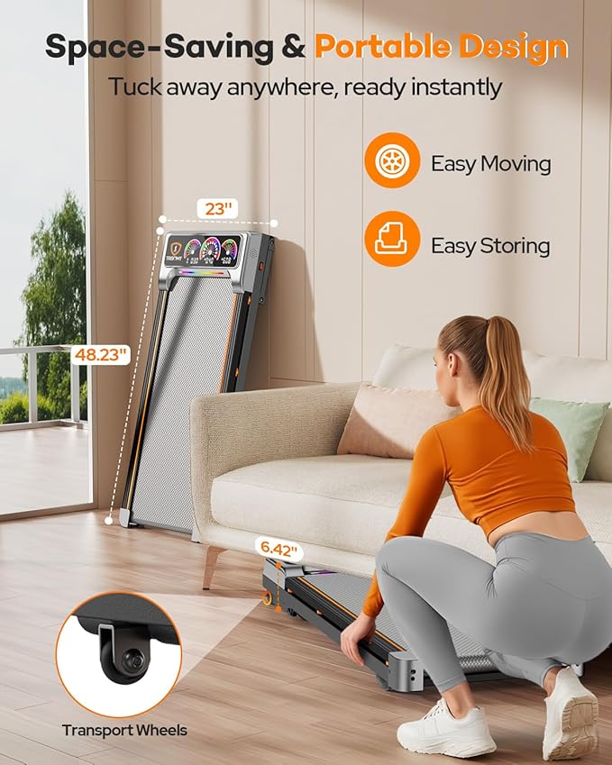 Walking Pad Treadmill with 15% 12-Level Auto Incline, 450 lbs Capacity RGB UI Screen, 3 in 1 Under Desk Treadmill, Bluetooth Speaker, 3.5HP Quiet Portable Treadmills for Home Hiking, APP & Remote