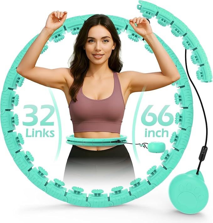 Weighted Hula Circle with 26/32 Links(56-66 Inch) for Adults Weight Loss, Infinity Fitness Hoop Plus Size, for Women Smart Exercise Equipment