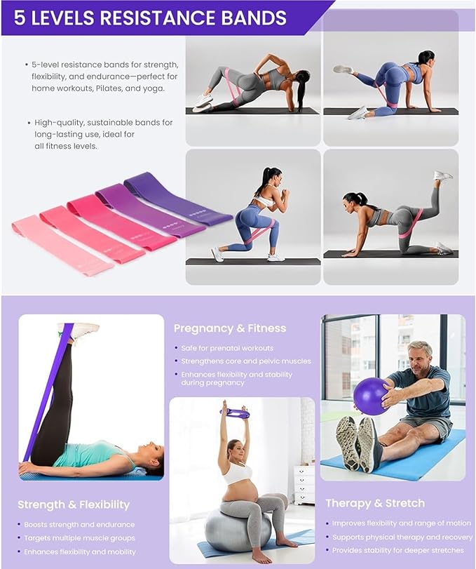 Yoga Pilates Ring Fitness Set - 13-Piece Home Exercise Equipment for Beginners