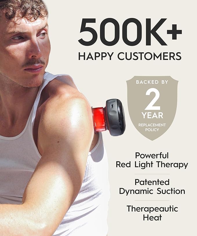 REVO The Original 4-in-1 Smart Cupping Therapy Massager, Red Light Therapy for Targeted Pain Relief, Knots, Aches, Muscle Soreness, Circulation & Tighter Skin, Portable Cupping Kit (Four Pack)