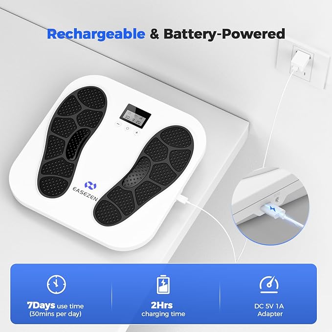 Foot Massager for Neuropathy, Rechargeable TENS EMS Foot Stimulator with 10 Modes 20 Intensities, Feet Circulation Stimulator for Neuropathy, Plantar Fasciitis, Gifts for Mom Dad