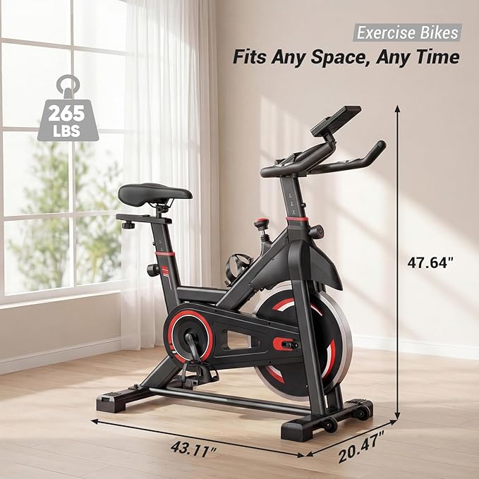 OLIXIS Exercise Bike with APP Control, Brake Pad Stationary Bikes with Quiet Magnetic Resistance, Indoor Cycling Spin Workout Bike with 300.0 lbs Weight Capacity