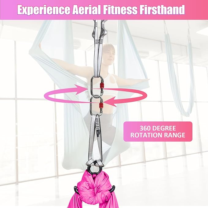 Aerial Silks Kit & Aerial Yoga Hammock - 11Yd Premium Fabric with Hardware - Easy Setup for Flying Yoga, Aerial Swing & Fitness - Supports Up to 14ft Rigging