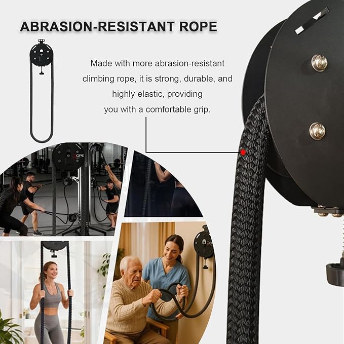 Suspension Trainer Style Endless Rope Trainer, Portable Cable Machine with Adjustable Resistance for Home Use in Back, Arms, Grip, Coordination Workouts, Circumference 4m/157in