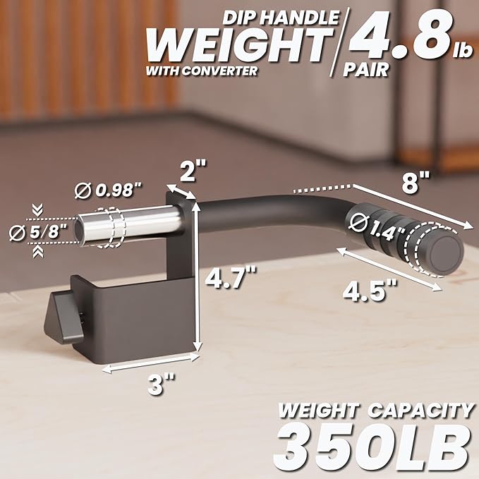 Synergee Dip Handles for Power and Squat Racks. Dip Stand Compatible with 2x2, 2x3, and 3x3 Racks. Dip Bars for Tricep Dips, Bodyweight Training, and Upper Body Workouts