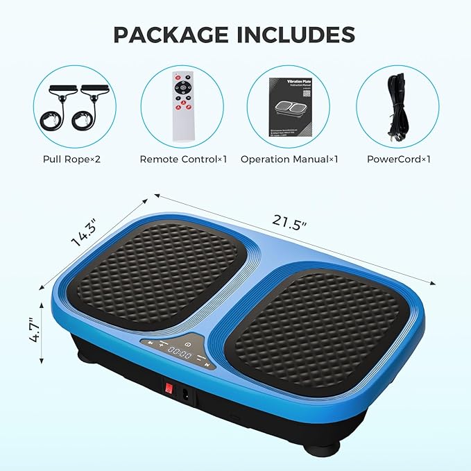 OLIXIS Vibration Plate Exercise Machine with 9 Auto Modes, Full Body Workout Vibrating Platform with LED Touch Screen & Pull Ropes for Weight Loss, Home Gym Fitness Equipment for Women Men