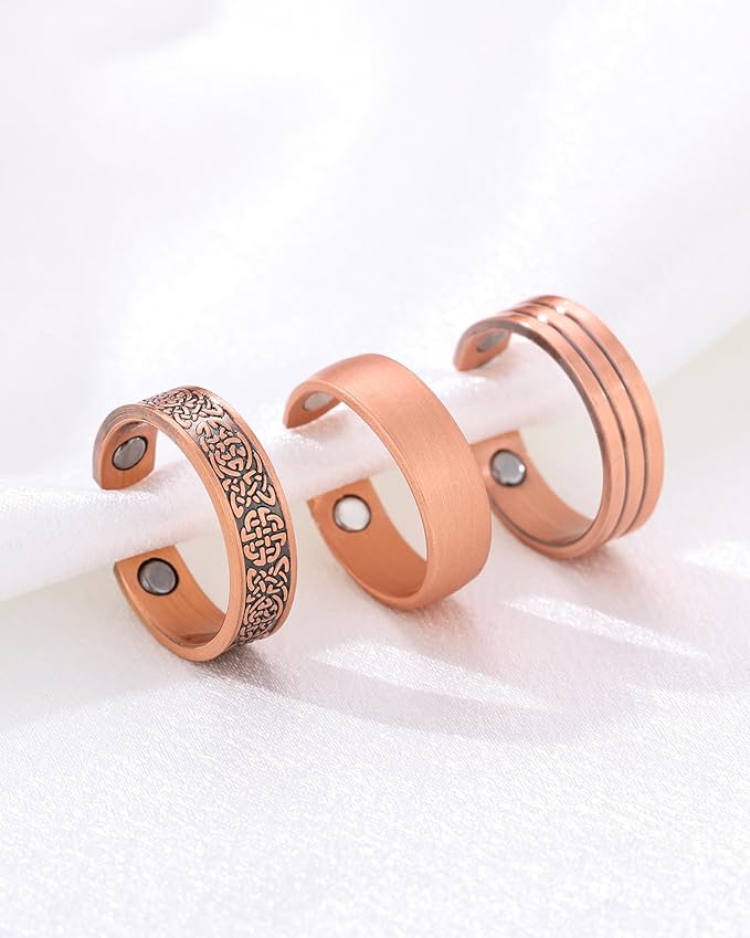 BioMag 3Pcs Lymphatic Drainage Copper Ring for Men Women, 99.99% Pure Copper Magnetic Rings, Jewelry Box