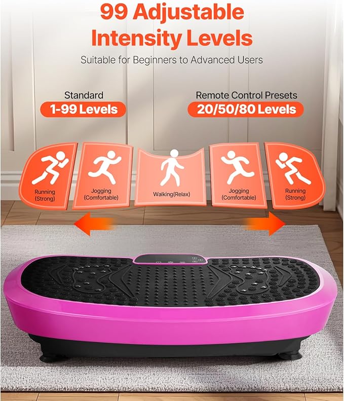 Happybuy Vibration Plate Exercise Machine - A Pink - Hued Fitness Marvel for All! This Full - Body Shaker, Equipped with Magnetic acupoints, is Perfect for Lymphatic Drainage and Weight Loss.