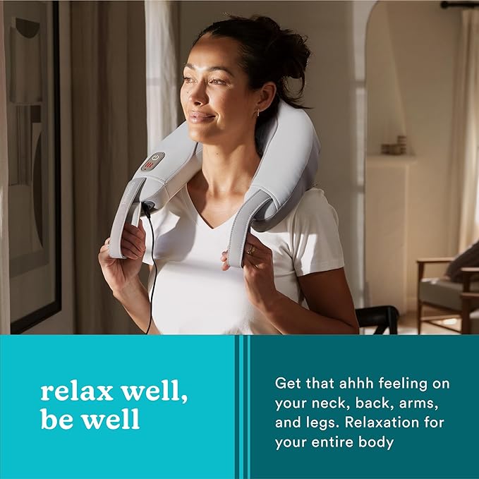 Homedics Pro Therapy Vibration Neck Massager with Soothing Heat, Portable Pain Relief Massage for Stiff Neck Muscles, Soothing Heat for Tension and Stress Release, Customizable Speeds