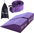 HarderWill Yoga Foam Wedge Blocks (Pair), Calf Raise Block, Calf Stretcher, Yoga Wrist Support, Balance, Pushup, Fitness, Pilates, Heel Stretcher, Squat Wedge with Gym Bag