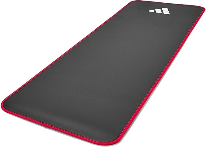 adidas 10mm Extra Thick Training Mat with Carrying Strap and Non-Slip Textured Base - Cushioned Workout Mat for Home Gym, Floor Workouts, and Intense Exercises - Portable and Durable
