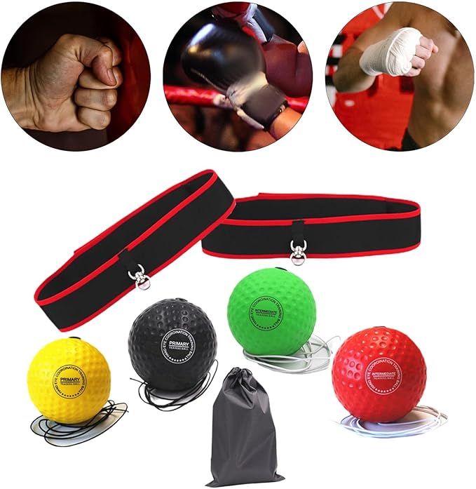 2Pack Boxing Reflex Balls, Boxing Ball Headband Set,Reflex Punching Ball Boxing Equipment Improve Speed and Hand-Eye Coordination for Men, Kids Boxing Equipment