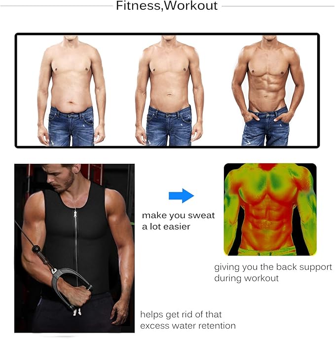 Sweat Vest for Men Neoprene Sauna Suit Corset Waist Trainer Workout Tank Tops Weight Loss Body Shaper Shirts