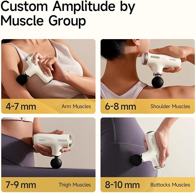 Super Mini Massage Gun Deep Tissue, Muscle Massager with Adjustable Amplitude, Portable Handheld Percussion Massager, Quiet for Home, Gym & Travel, Pearl White
