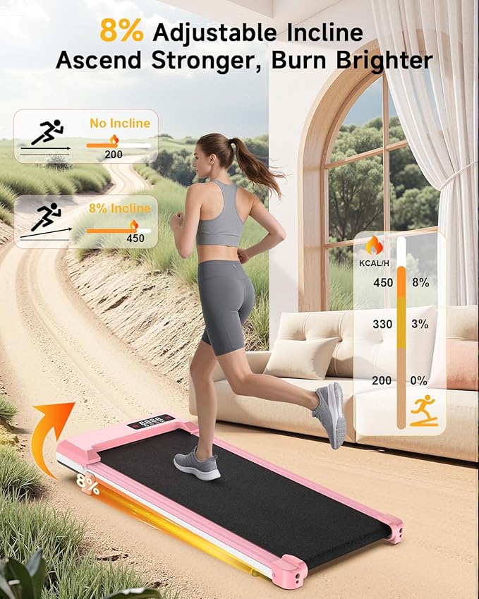 Walking Pad Treadmill with Handle Bar,Walking Pad with Incline 8%,2.5HP Quiet Under Desk 320 lbs 2 in 1Treadmills for Home Office,Compact Foldable Walking Pad,Remote Control&LED Display