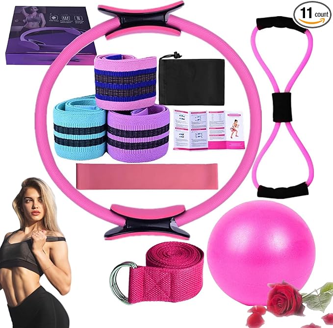Pilates Essentials Kit for Women, 2025 New Better Me Pilates Kit for Core Strength, Stretching & Toning, 25cm Figure 8 Resistance Band Yoga Bands for Gym Workout
