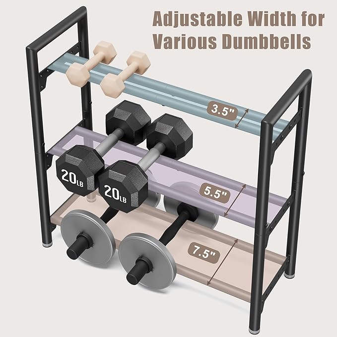 Dumbbell Rack Stand Only, 400LBS Capacity Weight Rack for Home Gym Storage, Adjustable Weight Storage Racks, Heavy-Duty Kettlebell Rack ﻿