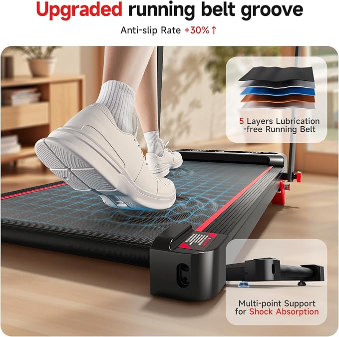 RHYTHM FUN Treadmill with Incline, Walking Pad with Handle Bar,300lbs Walking Pad with APP, Portable Folding Walking Treadmills for Home/Office with Low Noise
