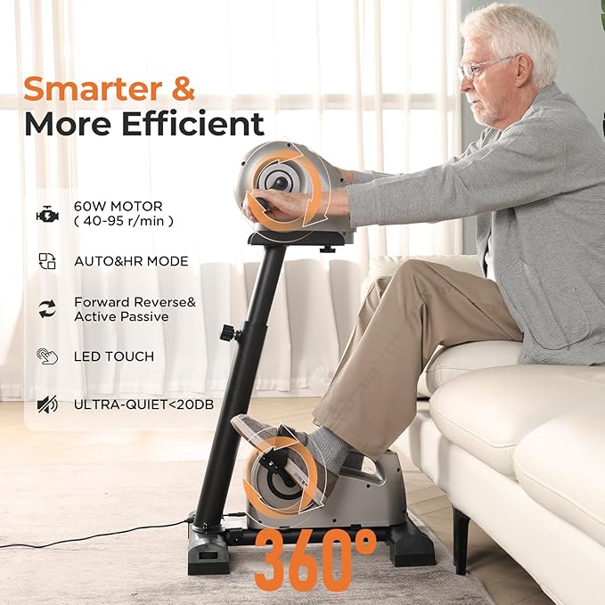 2026 Electric Physical Therapy Exercise Bike with Leg Support & Stroke Hand Brace - Arm Leg Pedal Exerciser | 20 Speed Dual Motorzied Rehab Trainer for Knee, Foot, Arm Recovery | Elderly & Disabled