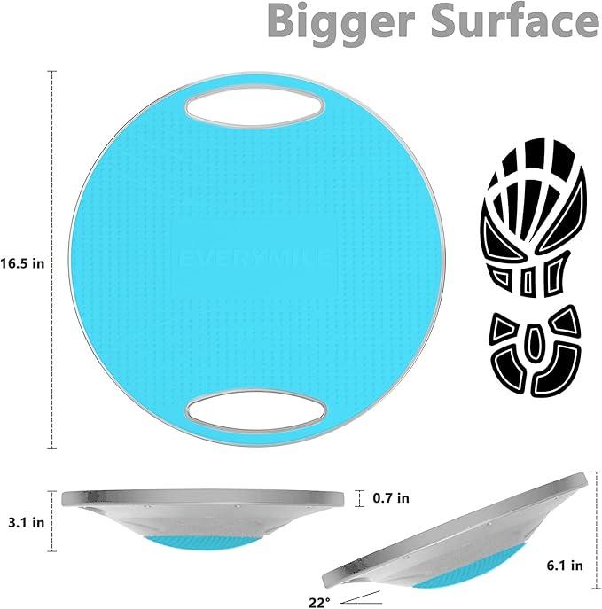 EVERYMILE Wobble Balance Board, Exercise Balance Stability Trainer Portable Balance Board with Handle for Workout Core Trainer Physical Therapy & Gym No-Skid Surface