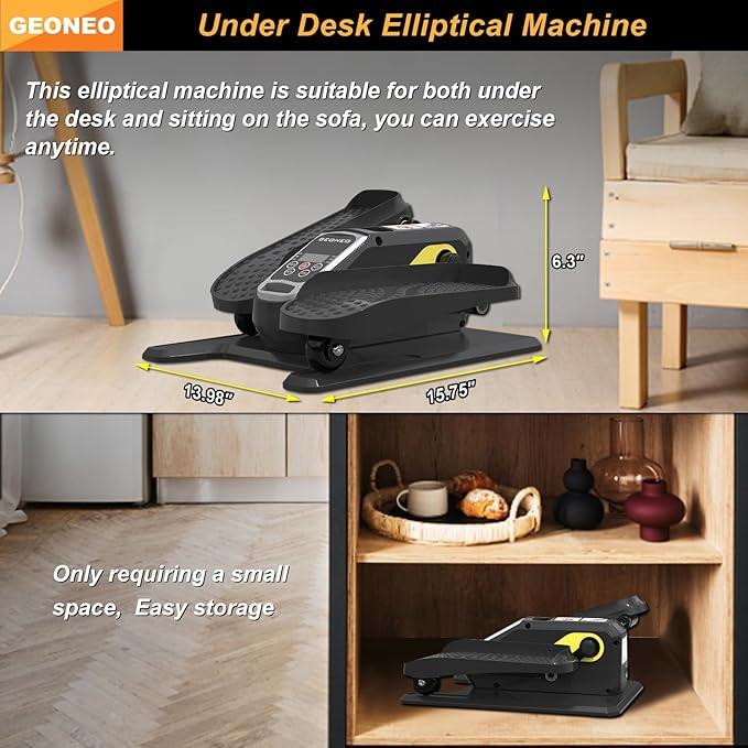 Under Desk Elliptical Machine, Electric Elliptical Exerciser for Senior, Quiet & Small Electric Seated Pedal Exerciser for Home with Display Monitor, Remote Control & 12 Adjustable Speeds