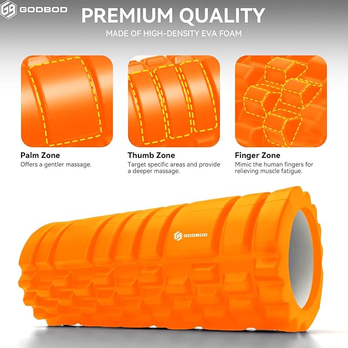 Strong Foam Roller - Deep Tissue Medium Density Muscle Massager with Myofascial Trigger Point Release, Back Massage Roller for Soreness and Mobility 13 x 5.5 Inch