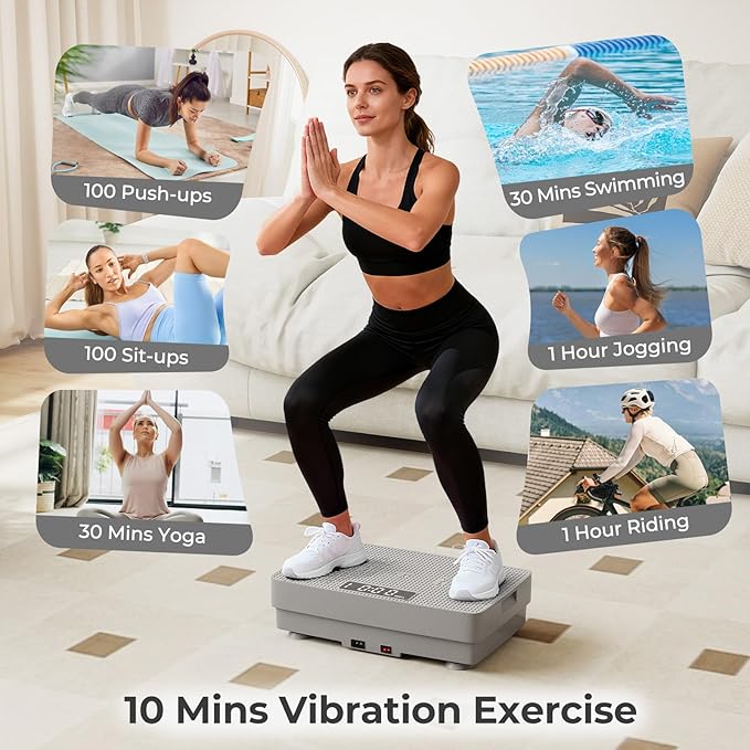 Goplus Vibration Plate Exercise Machine, Vibrating Platform for Lymphatic Drainage w/Remote, LED Display, Home Workout Full Body Shake Board for Weight Loss
