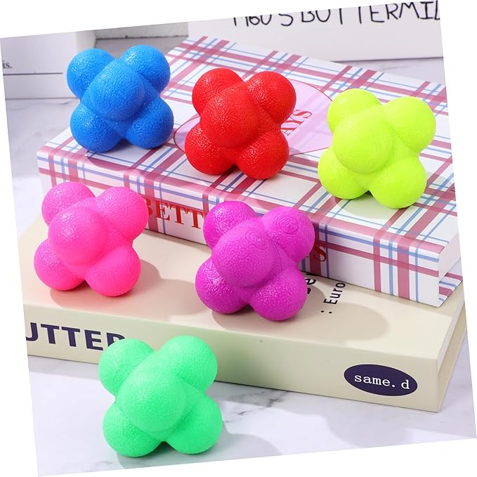 Mikinona 6 Pcs Hexagonal Reaction Balls Fitness Reflex Training for Agility Hand Eye Coordination Sports Exercises with Elasticity and Lightweight Portable Design