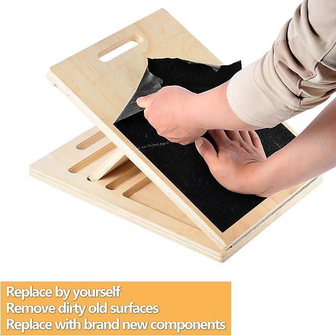 Non-Slip Sandpaper Board Fit Slant Board for Calf-Stretching, Wooden Incline Wedge Stretcher, Balance Block Replacement