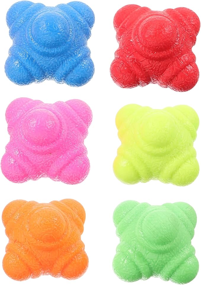 6-Pack Hexagonal Reaction Balls for Hand-Eye Coordination Training 5.5cm Agility Balls for Sports Fitness for Goalkeeper Training and Speed Reflex Drills