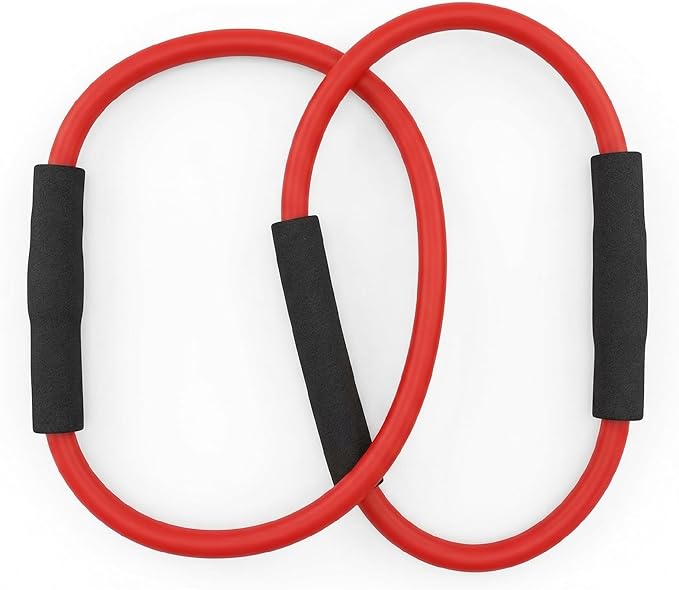 Medium Resistance Barre Double Tube for Studio Training, Pilates & Core Sculpting - Red/Black
