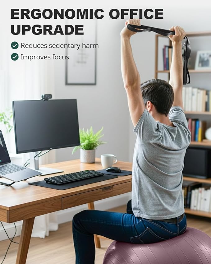 Trideer Exercise Ball Yoga Ball,Office Seating & Balance Ball Chair, Stability Ball for Pilates, Physical Therapy,Core Training & Balance Improvement & Stretching