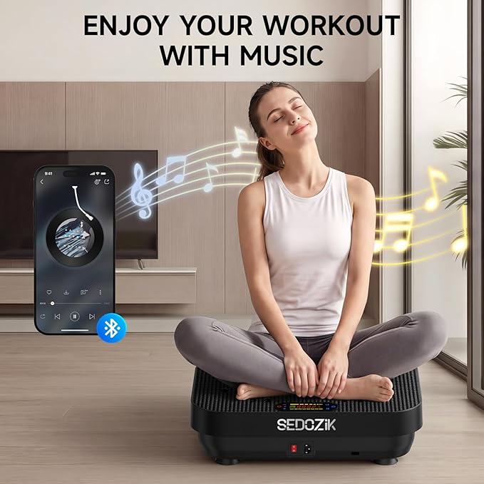 Vibration Plate Exercise Machine, 450lb Capacity Whole Body Vibrating Plate for Lymphatic Drainage, Shaker Board Platform for Weight Loss with Resistance Bands Bluetooth 120 Speeds