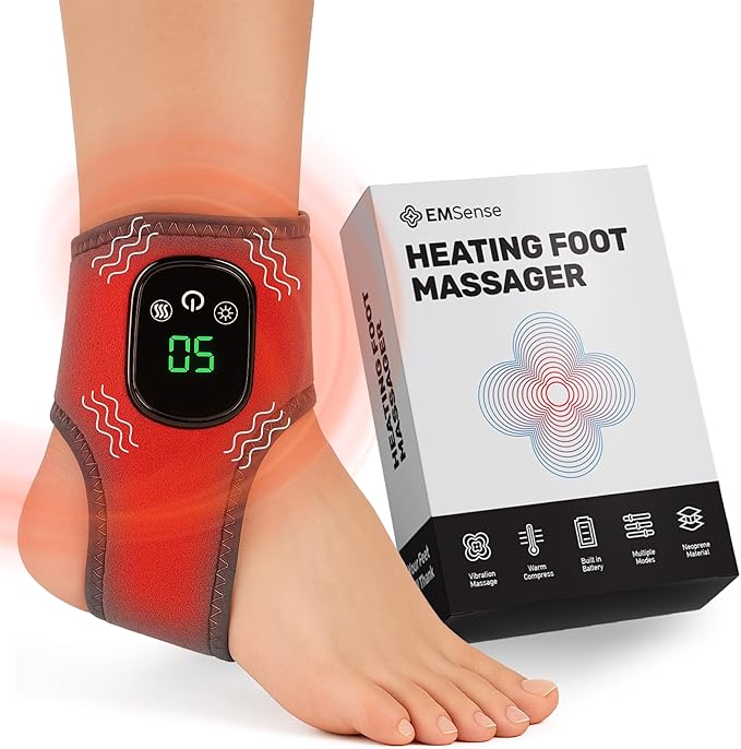 EMSense Triple Therapy Foot Massager | 3 in 1 Cordless & Portable Massager with 3 Vibration Modes & 3 Heat Levels - 1 Pack