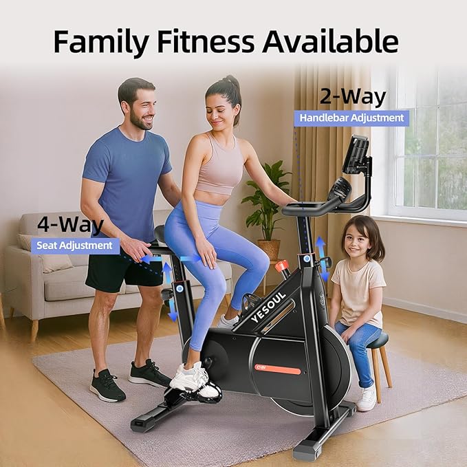 YESOUL Exercise Bike for Home – Stationary Bike with Stable Triangle Frame, Silent Magnetic Resistance, 300 lbs Capacity, Dual-Stage Drive & Alloy Flywheel, Smart APP with Scenic & Live Classes