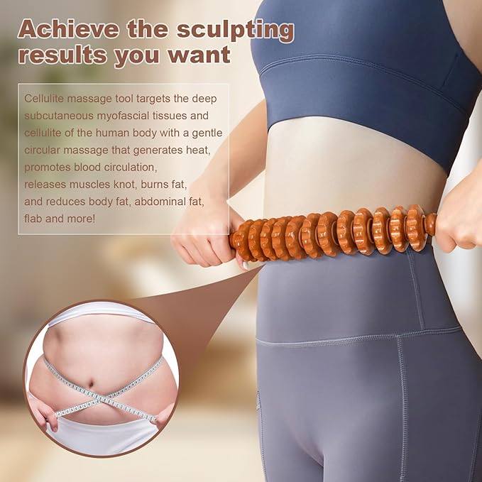 3-in-1 Wood Therapy Massage Tools Wooden Gua Sha Lymphatic Drainage Massager Body Sculpting Tools, Maderoterapia kit, Anti-Cellulite, Body Sculpting & Contouring