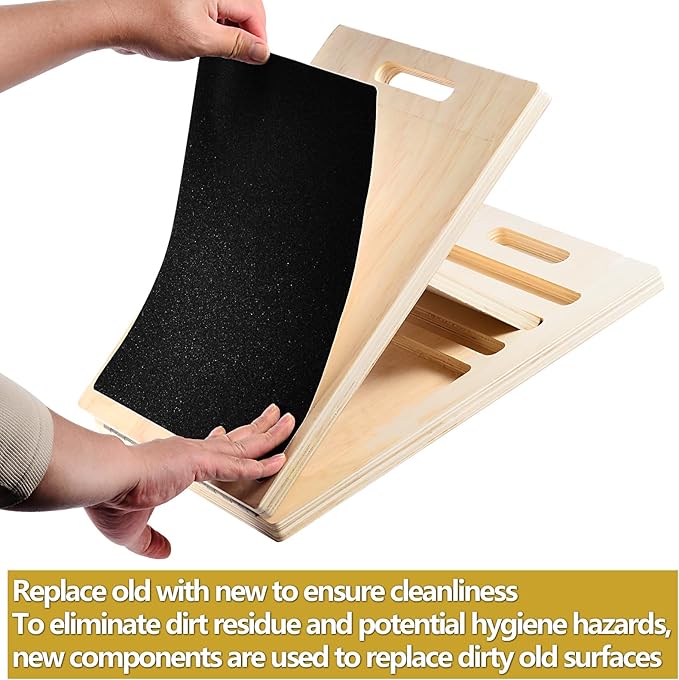 Non-Slip Sandpaper Board Fit Slant Board for Calf-Stretching, Wooden Incline Wedge Stretcher, Balance Block Replacement