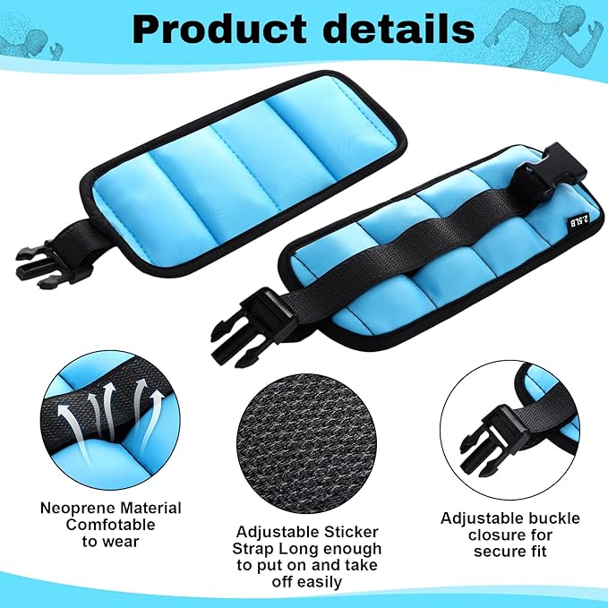 2 Pairs Ankle Wrist Weights for Land or Aquatic Exercise Aqua Cuffs Aqua Aerobics Fitness Bands for Ankle and Wrist Adjustable Weights for Swimming Pool Workout Equipment