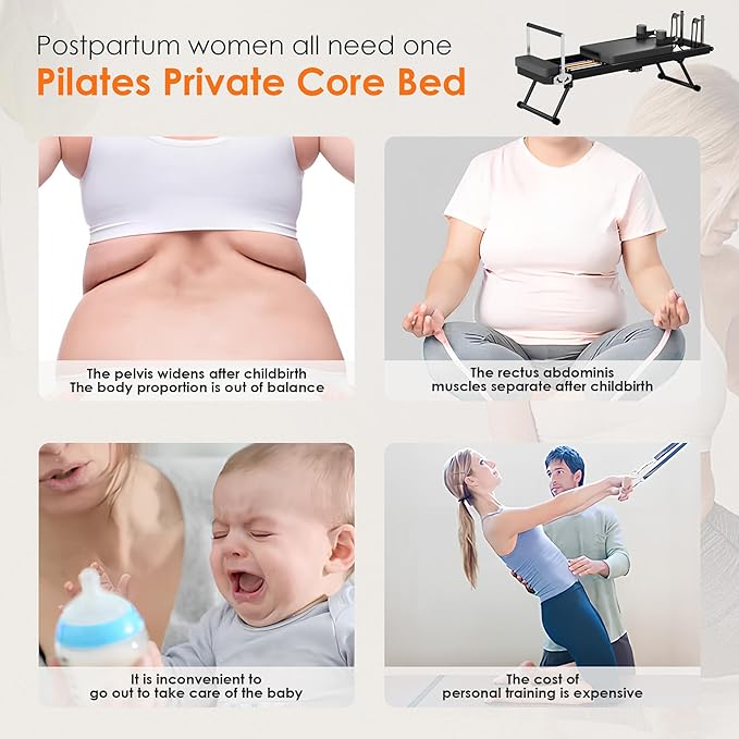 Foldable Pilates Reformer Machine for Home Use - 330lbs Capacity with 5 Alloy Springs, 11 Resistance Levels & UP Leather Surface, Space-Saving Fitness Equipment