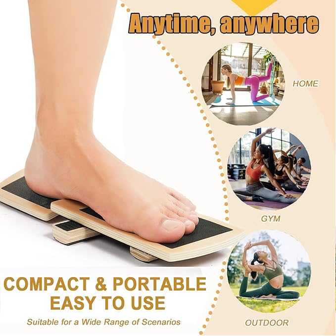 Ankle Balance Board - Single Foot Balance Board, Sprain Exerciser, Non-Slip Wood Ankle Foot Strengthener for Plantar Fasciitis Relief/Physical Therapy/Posture Correction/Balance Training