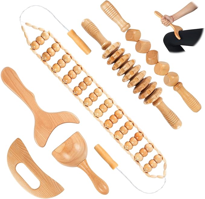 Wood Therapy Massage Tool 6 in 1,Lymphatic Drainage Massager Maderoterapia Kit Professional Body Cellulite Massager for Body Sculpting,Contouring,Relief Muscle,Anti-Cellulite