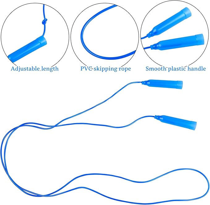 Elcoho 24 Pack Colorful Kids Jump Rope Set Adjustable Plastic Kids Jump Rope Skipping Rope Outdoor Jump Ropes Great Party Favor