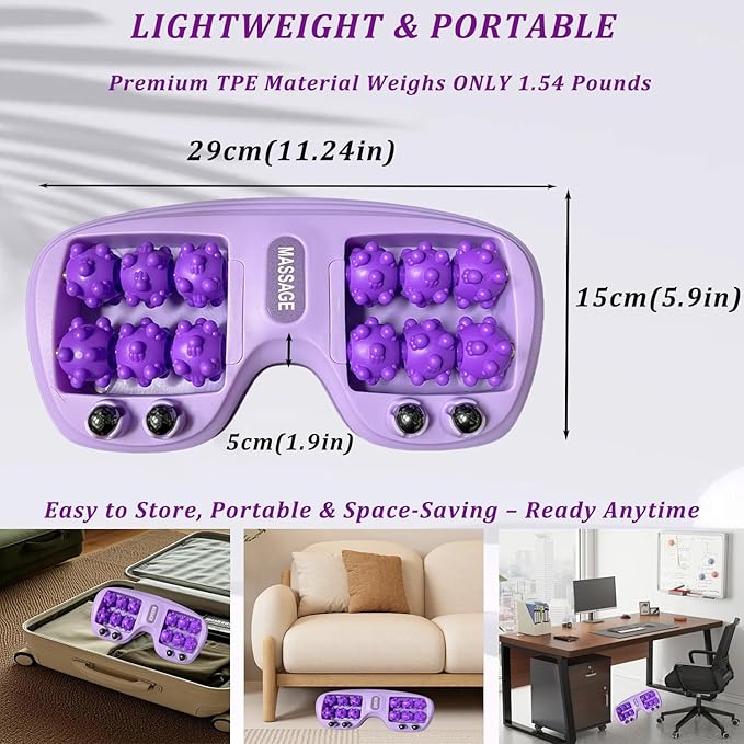 Portable Double Foot Massage Roller for Plantar Fasciitis Relief,Foot Massage Roller with Acupressure Therapy,Pain Relief, Stress Relief & Improved Circulation, Reflexology Tool for Home & Office Use